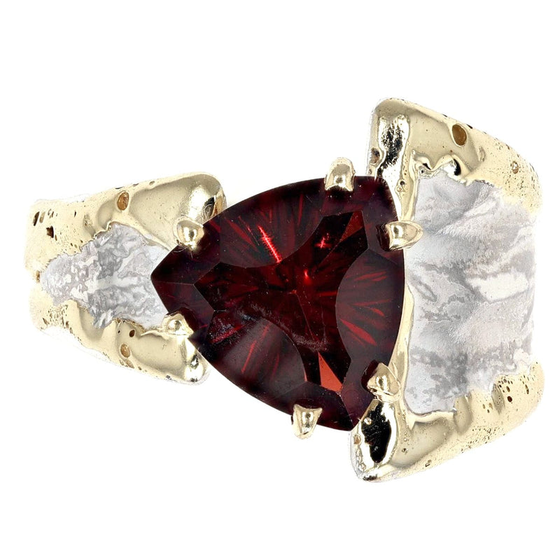 14K Gold & Crystalline Silver Trillion-Cut Garnet Asymmetric Split Ring-Shelli Kahl-Renee Taylor Gallery