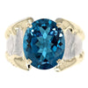 14K Gold & Crystalline Silver Oval-Cut London Blue Topaz Split Taper Ring-Shelli Kahl-Renee Taylor Gallery