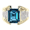 14K Gold & Crystalline Silver Emerald-Cut London Blue Topaz Split Taper Ring-Shelli Kahl-Renee Taylor Gallery