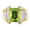 14K Gold & Crystalline Silver Asscher-Cut Peridot Split Taper Ring-Shelli Kahl-Renee Taylor Gallery