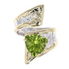 14K Gold & Crystalline Silver Trillion-Cut Peridot & Diamond Curl II Ring-Shelli Kahl-Renee Taylor Gallery