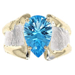 14K Gold & Crystalline Silver Pear-Cut Swiss Blue Topaz Split Taper Ring-Shelli Kahl-Renee Taylor Gallery