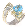 14K Gold & Crystalline Silver Trillion-Cut Swiss Blue Topaz & Diamond Curl II Ring-Shelli Kahl-Renee Taylor Gallery