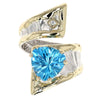 14K Gold & Crystalline Silver Trillion-Cut Swiss Blue Topaz & Diamond Curl II Ring-Shelli Kahl-Renee Taylor Gallery