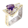 14K Gold & Crystalline Silver Trillion-Cut Amethyst Square Taper Ring-Shelli Kahl-Renee Taylor Gallery