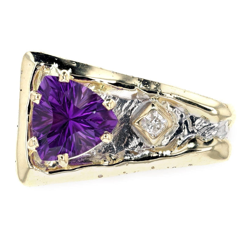 14K Gold & Crystalline Silver Trillion-Cut Amethyst Square Taper Ring-Shelli Kahl-Renee Taylor Gallery