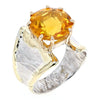 14K Gold & Crystalline Silver Round-Cut Citrine Split Taper Ring-Shelli Kahl-Renee Taylor Gallery