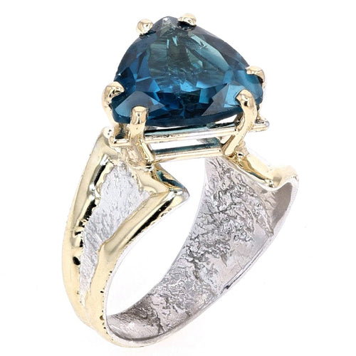 14K Gold & Crystalline Silver Trillion-Cut London Blue Topaz Asymmetric Split Ring-Shelli Kahl-Renee Taylor Gallery