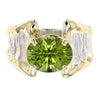 14K Gold & Crystalline Silver Oval-Cut Peridot Split Taper Ring-Shelli Kahl-Renee Taylor Gallery