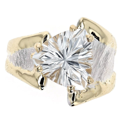 14K Gold & Crystalline Silver Trillion-Cut White Topaz Asymmetric Split Ring-Shelli Kahl-Renee Taylor Gallery