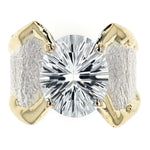 14K Gold & Crystalline Silver Oval-Cut White Topaz Split Taper Ring-Shelli Kahl-Renee Taylor Gallery