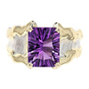 14K Gold & Crystalline Silver Emerald-Cut Amethyst Wavy Split Taper Ring-Shelli Kahl-Renee Taylor Gallery