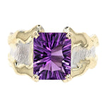 14K Gold & Crystalline Silver Emerald-Cut Amethyst Wavy Split Taper Ring-Shelli Kahl-Renee Taylor Gallery