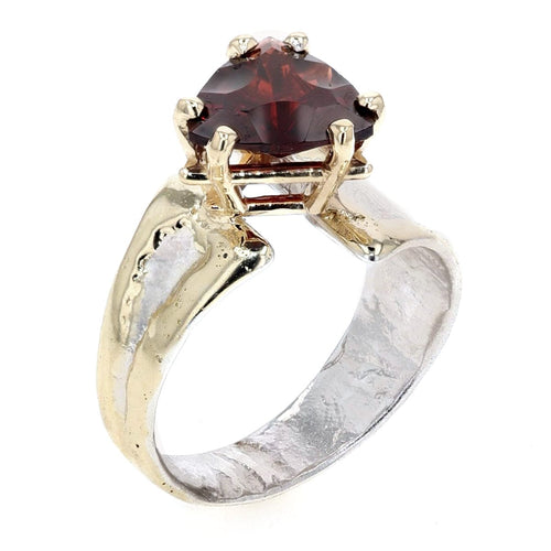 14K Gold & Crystalline Silver Trillion-Cut Garnet Asymmetric Split Ring-Shelli Kahl-Renee Taylor Gallery