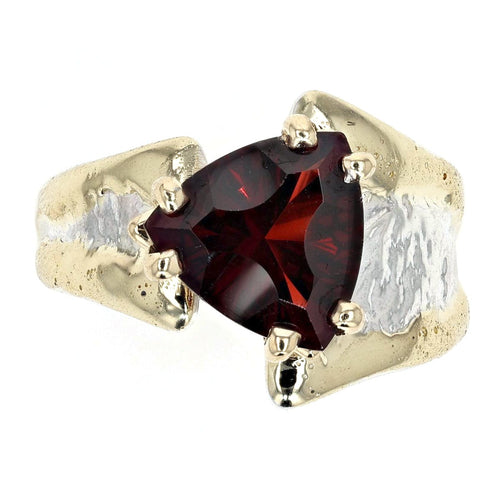 14K Gold & Crystalline Silver Trillion-Cut Garnet Asymmetric Split Ring-Shelli Kahl-Renee Taylor Gallery