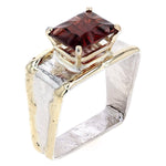 14K Gold & Crystalline Silver Emerald-Cut Garnet Square Ring-Shelli Kahl-Renee Taylor Gallery