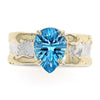 14K Gold & Crystalline Silver Pear-Cut Blue Topaz Split Taper Ring-Shelli Kahl-Renee Taylor Gallery