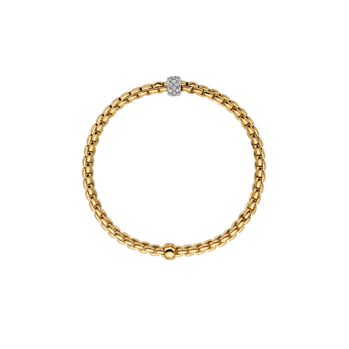 Flex'it EKA 18K Yellow Gold with Diamond Pave 3.9mm Bracelet-FOPE-Renee Taylor Gallery