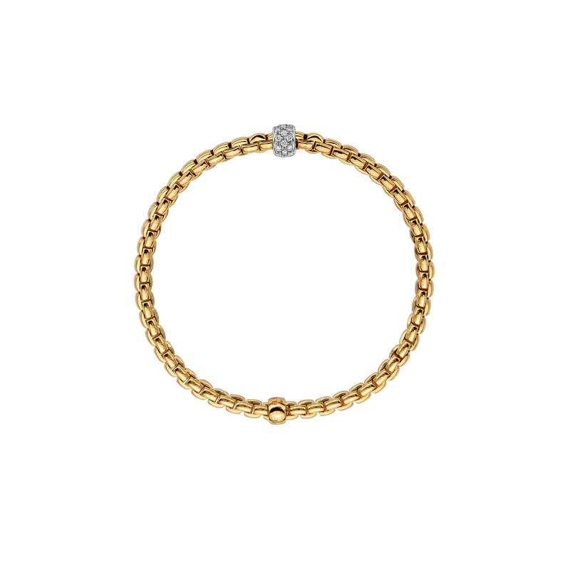 Flex'it EKA 18K Yellow Gold with Diamond Pave 3.9mm Bracelet-FOPE-Renee Taylor Gallery