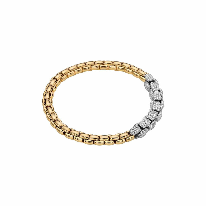 Flex'it EKA 18K Yellow Gold 6.3mm Bracelet with Diamond Pave'-FOPE-Renee Taylor Gallery