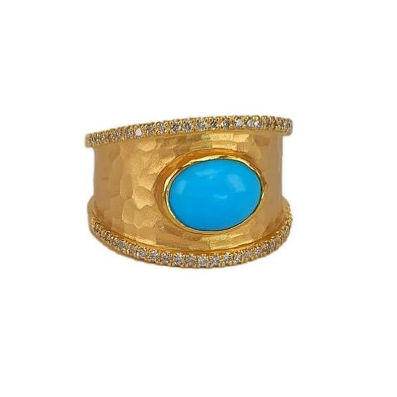 14K Gold, Diamond & Turquoise Ring - M8638-Marika-Renee Taylor Gallery