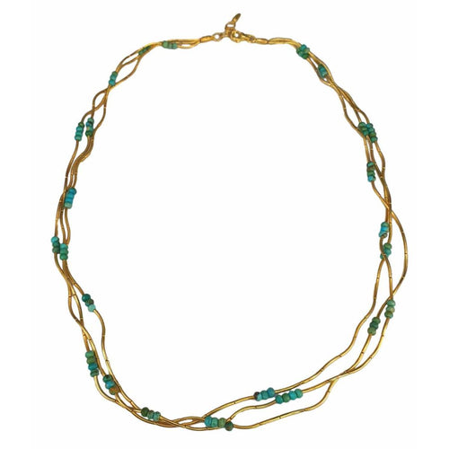 14K Gold, Multi-Strand Turquoise Beaded Necklace - M9090-Marika-Renee Taylor Gallery