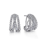 925 Sterling Silver 15mm White Sapphire Bujukan Huggie Earrings-Gabriel & Co.-Renee Taylor Gallery