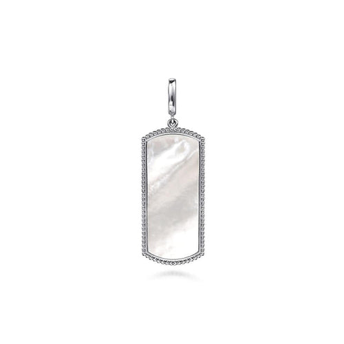 925 Sterling Silver 35mm Bujukan Dog Tag With Mother Of Pearl - PT6604SVJWM-Gabriel & Co.-Renee Taylor Gallery