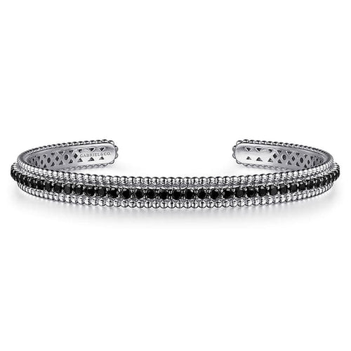 925 Sterling Silver Black Spinel Bujukan Bead Cuff Bracelet-Gabriel & Co.-Renee Taylor Gallery