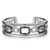 925 Sterling Silver Black Spinel Bujukan Link Chain Cuff Bracelet - BG4884-62SVJBS-Gabriel & Co.-Renee Taylor Gallery
