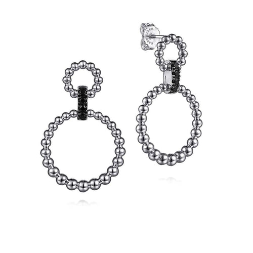 925 Sterling Silver Black Spinel Bujukan Link Drop Earrings-Gabriel & Co.-Renee Taylor Gallery