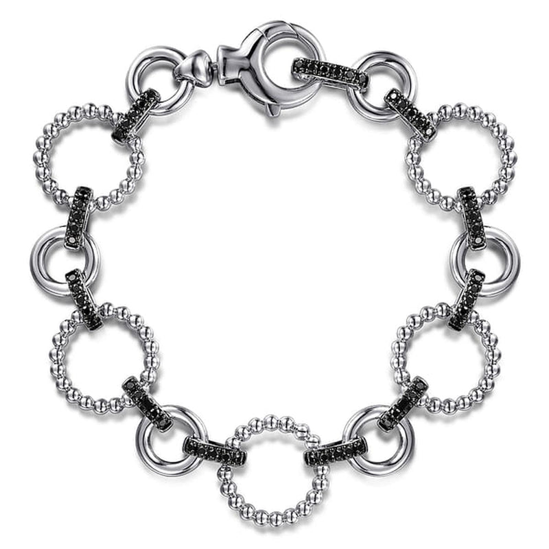 925 Sterling Silver Black Spinel Bujukan Link Tennis Bracelet - TB4683-75SVJBS-Gabriel & Co.-Renee Taylor Gallery