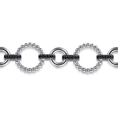 925 Sterling Silver Black Spinel Bujukan Link Tennis Bracelet-Gabriel & Co.-Renee Taylor Gallery