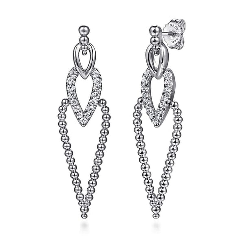 925 Sterling Silver Bujukan Beads and White Sapphire Stud Drop Earrings-Gabriel & Co.-Renee Taylor Gallery