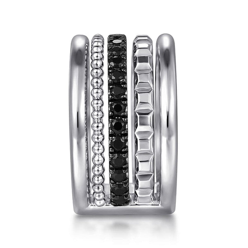 925 Sterling Silver Bujukan Black Spinel and Pyramid Multi Row Easy Stackable Ladies Ring-Gabriel & Co.-Renee Taylor Gallery