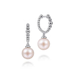 925 Sterling Silver Bujukan Pearls Drop Huggie Earrings-Gabriel & Co.-Renee Taylor Gallery