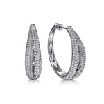 925 Sterling Silver Bujukan White Sapphire 30mm Intricate Hoop Earrings - EG15182SVJWS-Gabriel & Co.-Renee Taylor Gallery