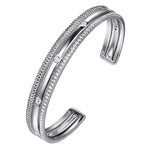 925 Sterling Silver Bujukan White Sapphire Multi Row Cuff-Gabriel & Co.-Renee Taylor Gallery