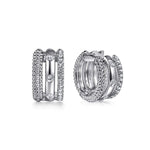 925 Sterling Silver Bujukan and White Sapphire Huggie Earrings-Gabriel & Co.-Renee Taylor Gallery