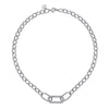 925 Sterling Silver Chain Necklace with White Sapphire Oval link Pendant-Gabriel & Co.-Renee Taylor Gallery