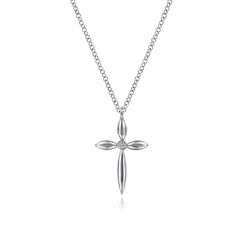 925 Sterling Silver Diamond Cross Pendant Necklace - NK6408SV5JJ-Gabriel & Co.-Renee Taylor Gallery