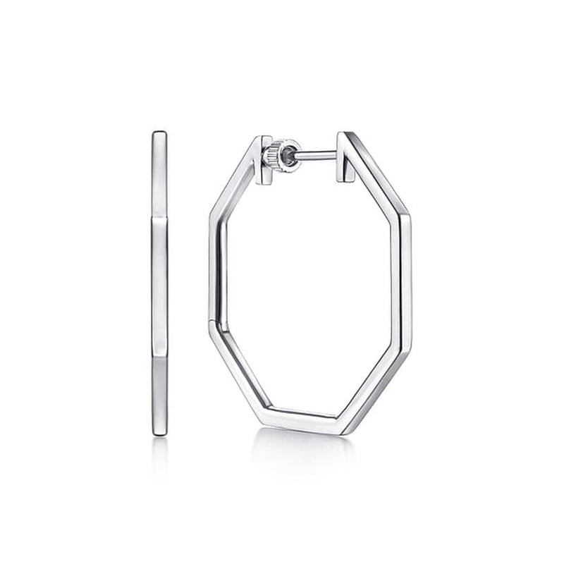 925 Sterling Silver Geometric Classic Hoop Earrings - EG14174SVJJJ-Gabriel & Co.-Renee Taylor Gallery