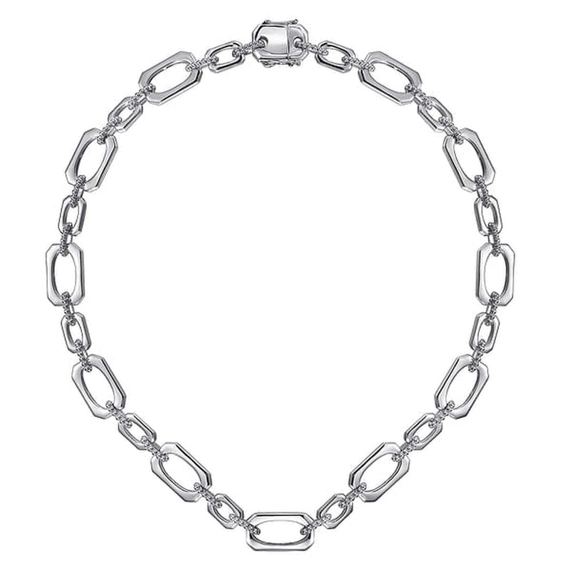 925 Sterling Silver Geometric Link Chain Necklace with Bujukan Connectors - NK7604SVJJJ-Gabriel & Co.-Renee Taylor Gallery