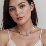 925 Sterling Silver Geometric Link Chain Necklace with Bujukan Connectors - NK7604SVJJJ-Gabriel & Co.-Renee Taylor Gallery