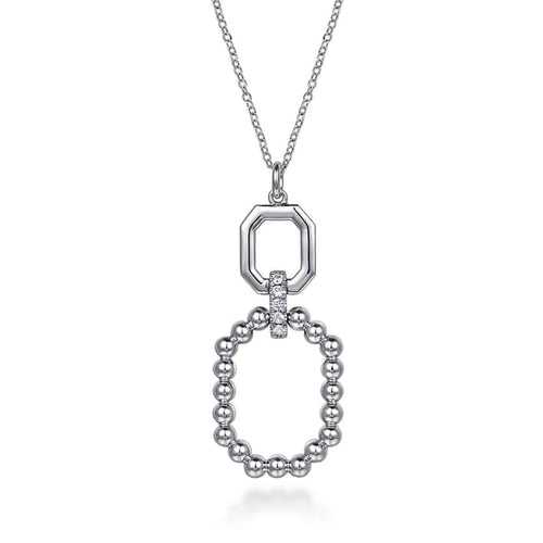 925 Sterling Silver Octagon White Sapphire Bujukan Pendant Drop Necklace-Gabriel & Co.-Renee Taylor Gallery