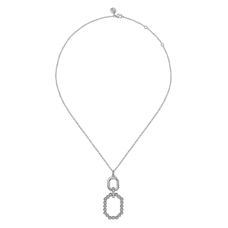 925 Sterling Silver Octagon White Sapphire Bujukan Pendant Drop Necklace-Gabriel & Co.-Renee Taylor Gallery