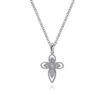 925 Sterling Silver Openwork Diamond Cross Necklace - NK3261SV5JJ-Gabriel & Co.-Renee Taylor Gallery