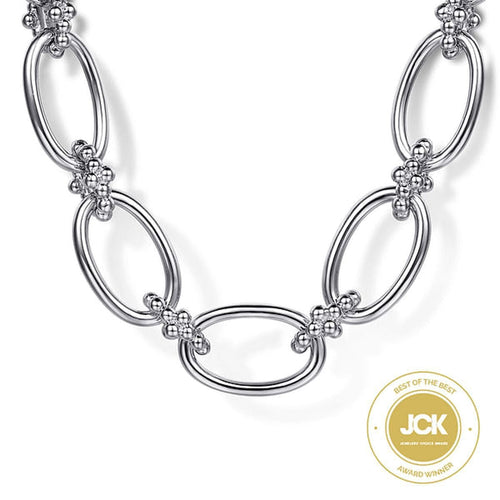 925 Sterling Silver Oval Link Chain Necklace with Bujukan Connectors-Gabriel & Co.-Renee Taylor Gallery