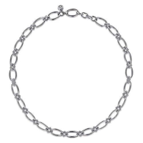 925 Sterling Silver Oval Link Chain Necklace with Bujukan Connectors-Gabriel & Co.-Renee Taylor Gallery