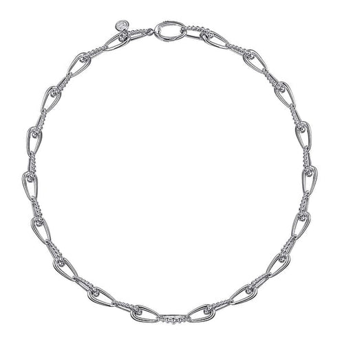 925 Sterling Silver Oval Link Chain Necklace with Bujukan Connectors-Gabriel & Co.-Renee Taylor Gallery